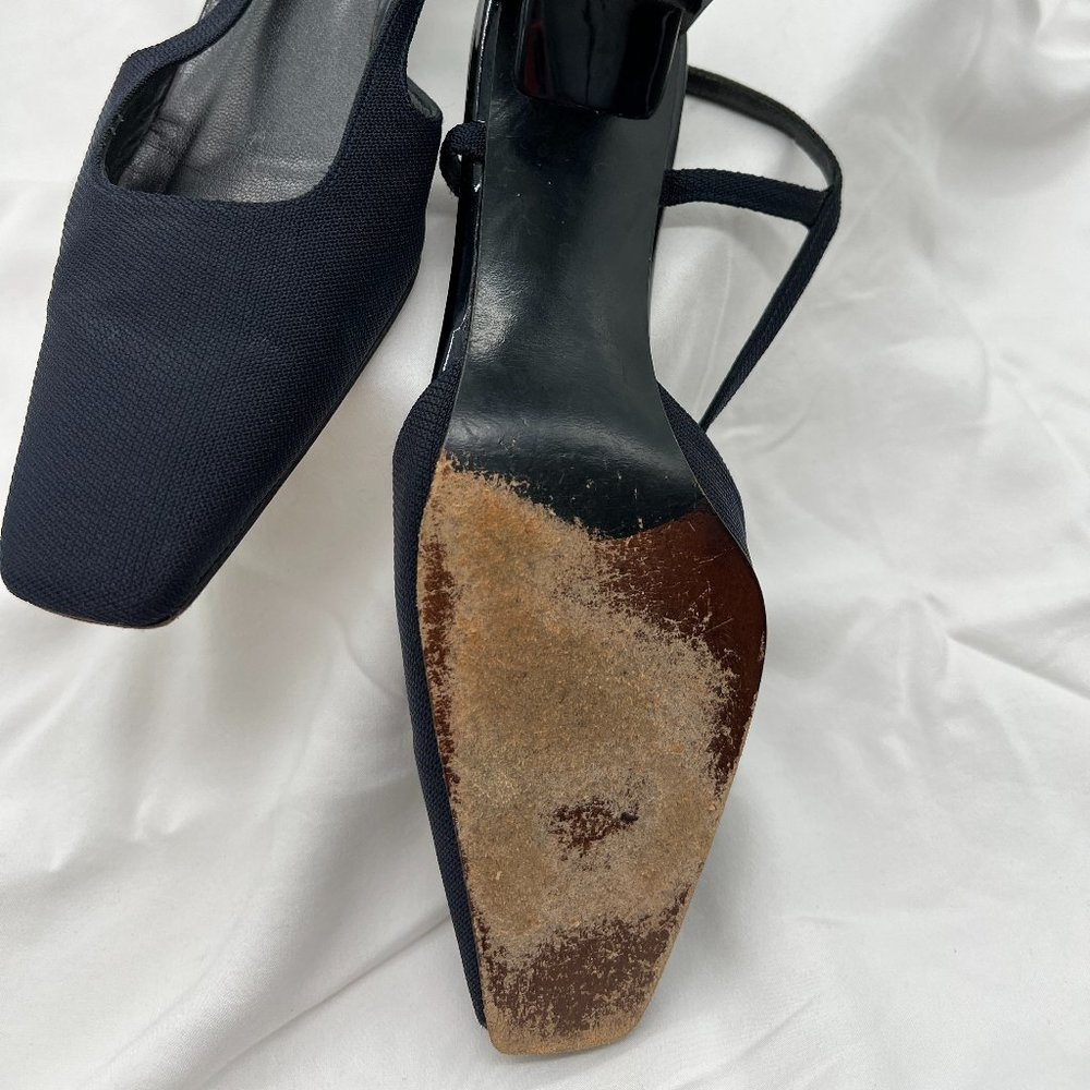 Stuart Weitzman Fabric Square Toed Sling Back Kit… - image 3